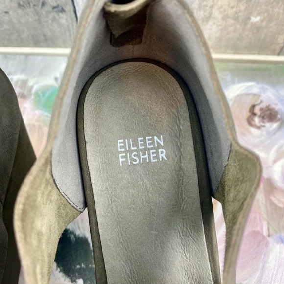 Eileen Fisher Bella Leather Wedge Sandals in Grey Size 9.5 New! - Picture 4 of 13